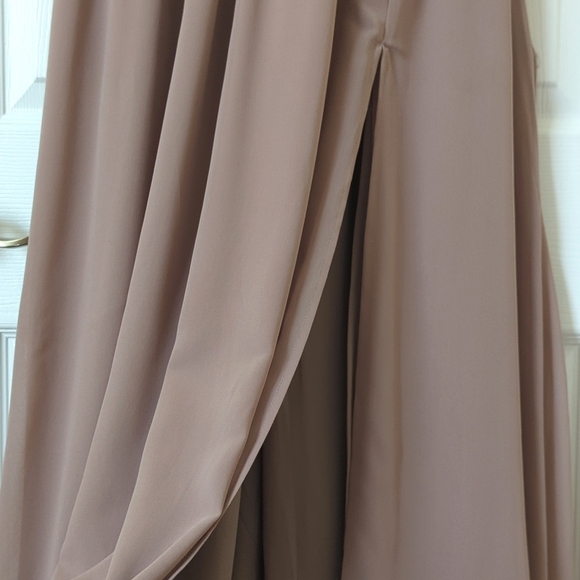 Lulus Heavenly Hues Sleeveless Plunging V-Neck High Slit A-Line Maxi Dress Taupe - Picture 10 of 16